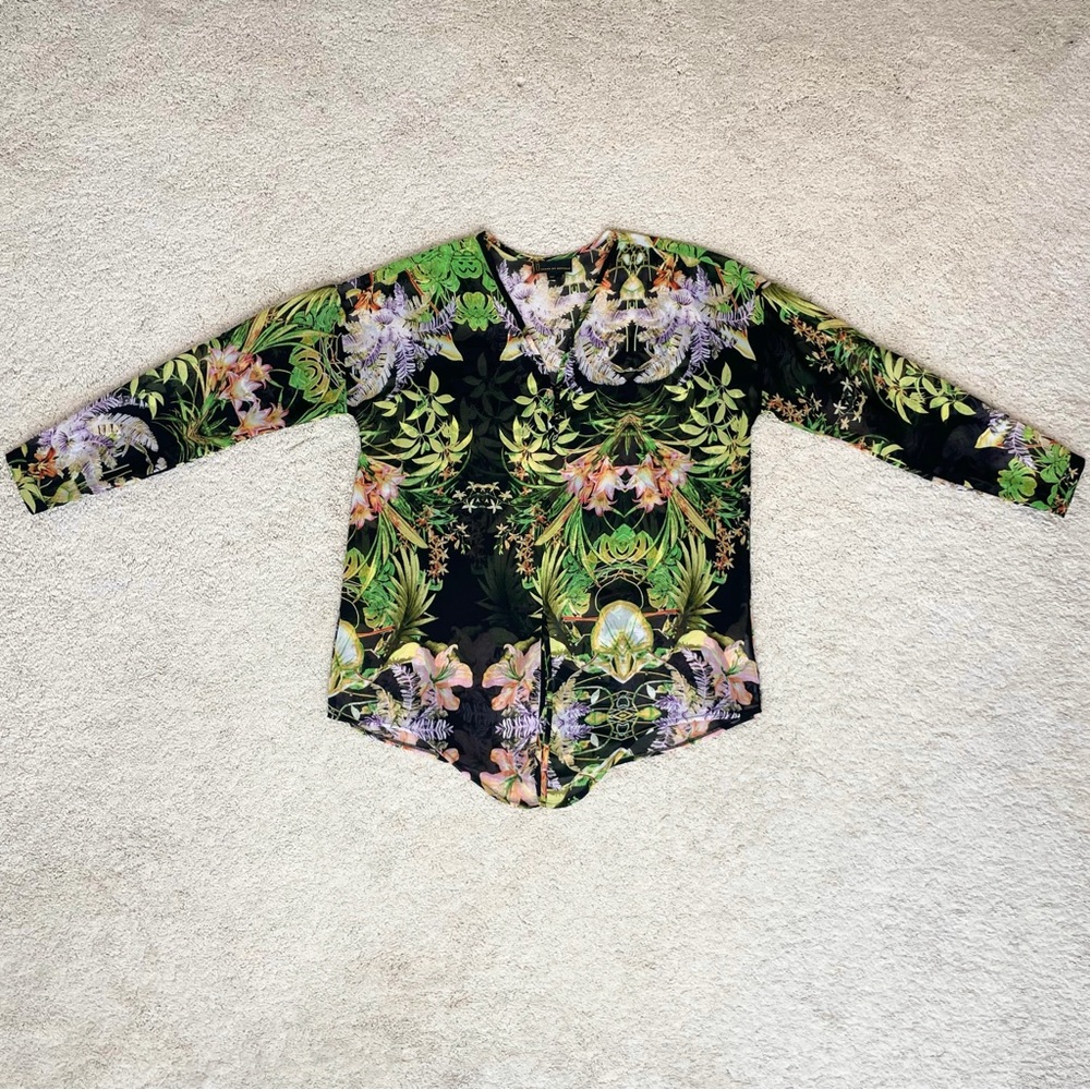 I Jeans by Buffalo Tropical Floral Tunic Blouse - Picture 9 of 17